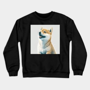 Shiba Inu Dog Realistic Drawing Happy and Laughing Crewneck Sweatshirt